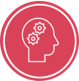 Icon of a persons head, with cogs displayed where the mind is