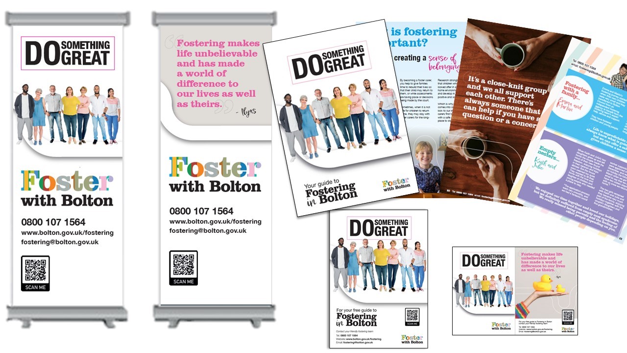 selection of flyers for fostering event