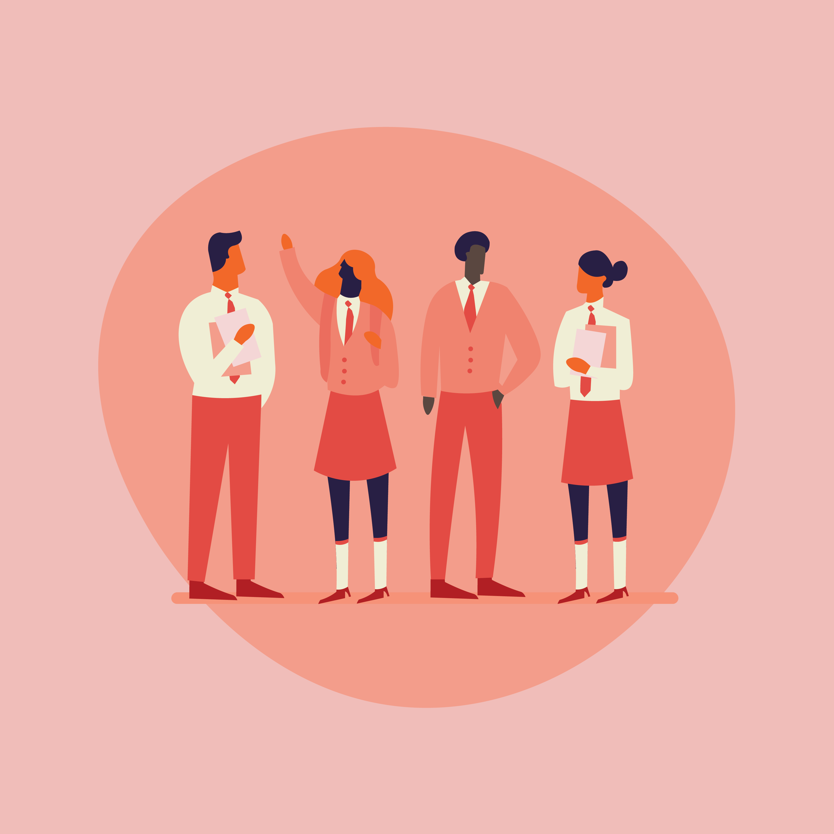 Four teachers standing together in an oval.