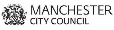 Black and white logo for the Manchester City Council.