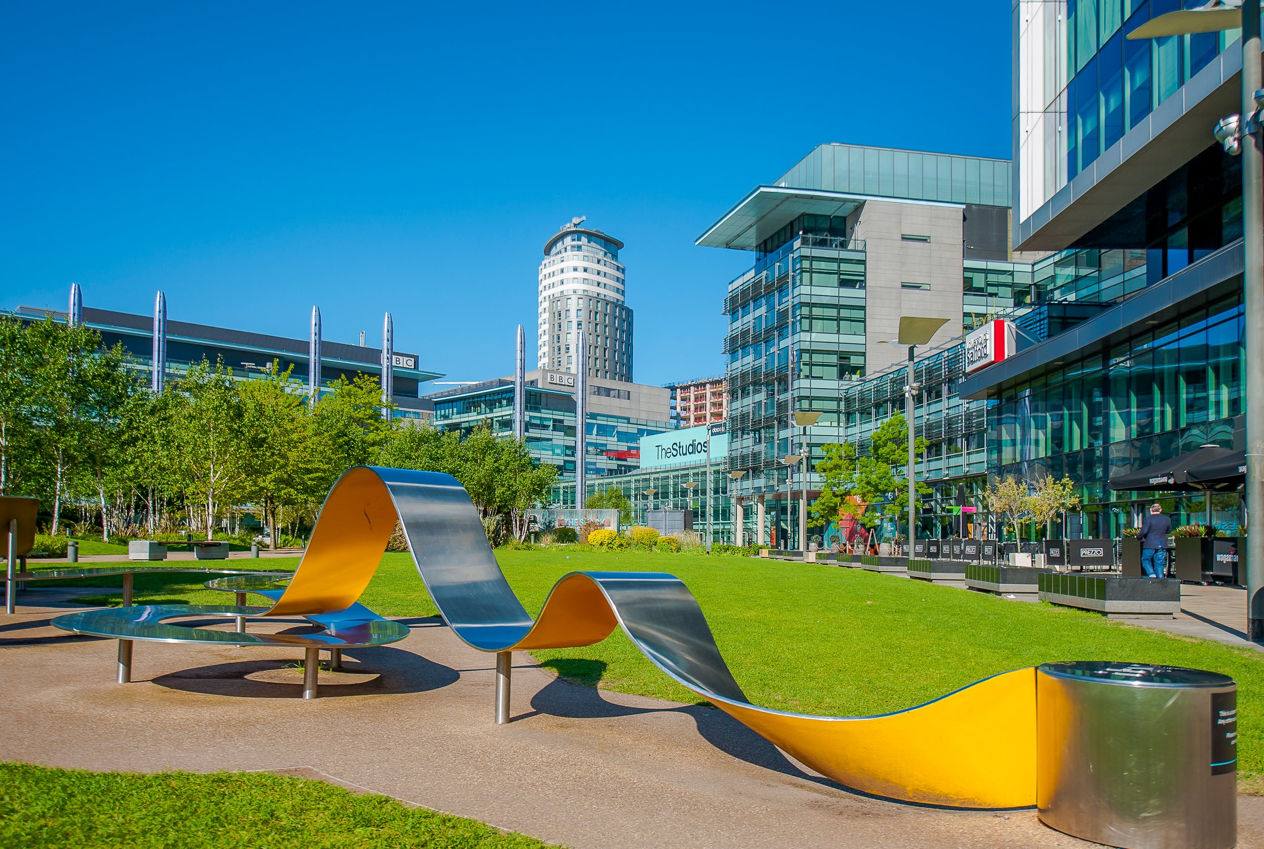 Modern architecture and art installation.