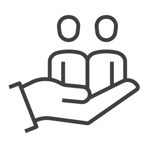 Icon of two people in a hand.