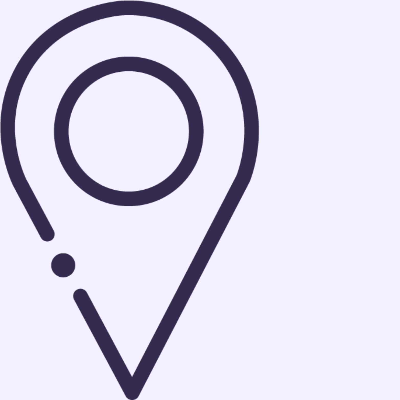 A minimalist dark purple location pin icon with a small circular accent on a light background.